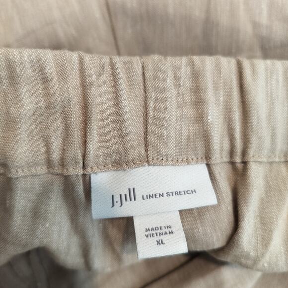 J. Jill Stretch Linen Pants Pull On High Rise Cropped Pockets - Picture 6 of 7